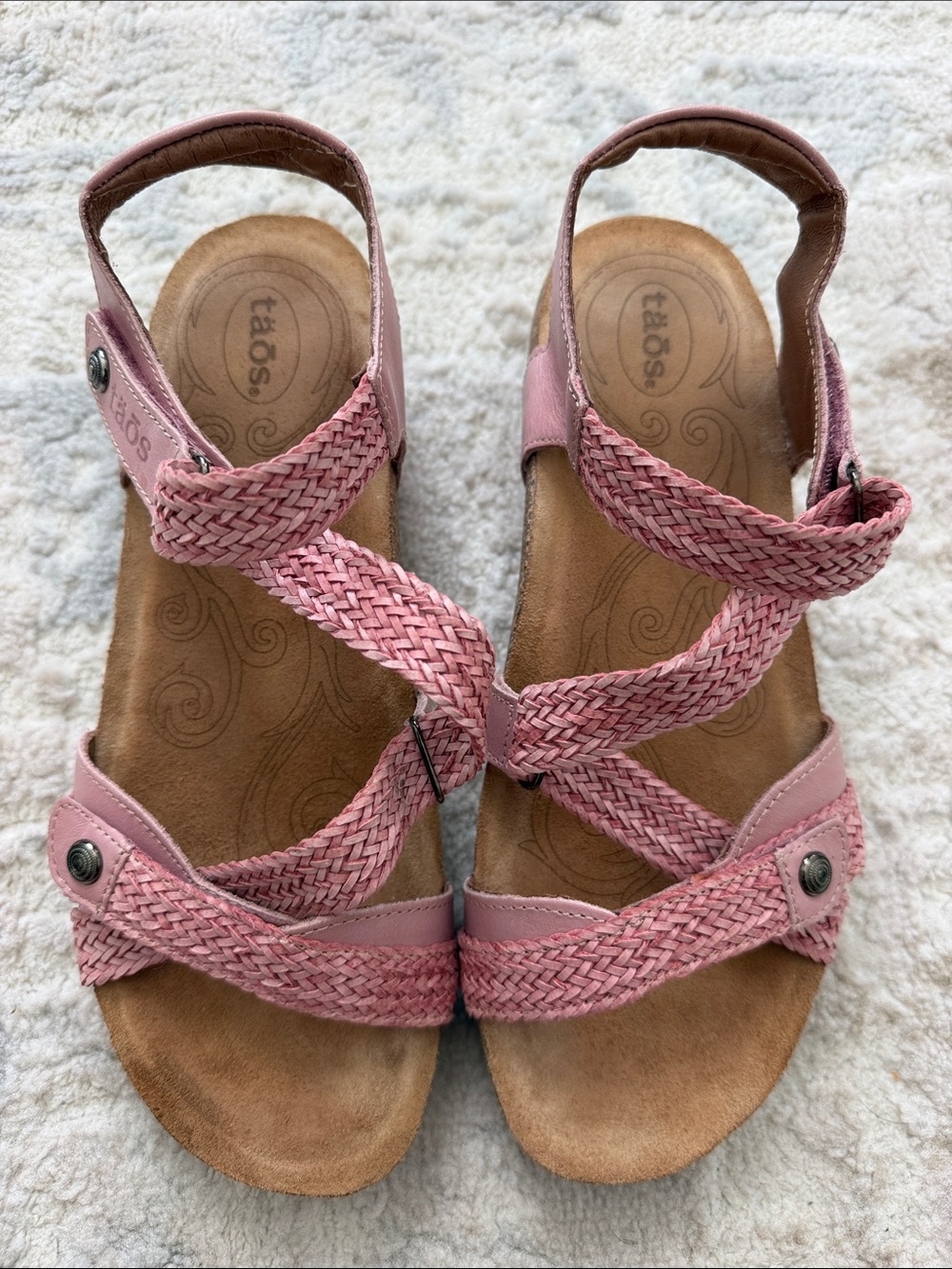 Taos Footwear Pink Braided Slingback Sandals for Women
